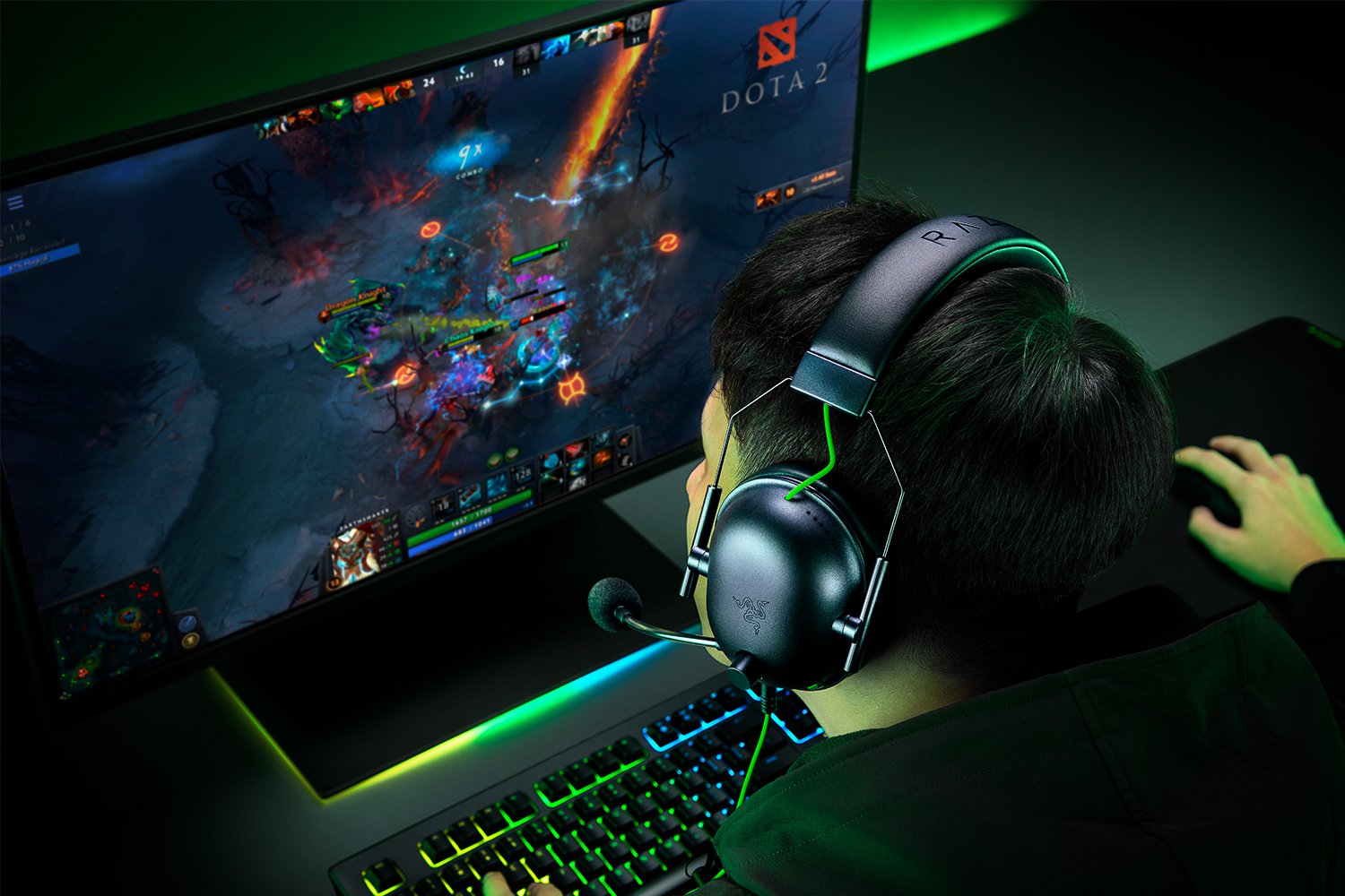 Razer Black Shark V2 X - Gaming Headset Product Shot gaming setup