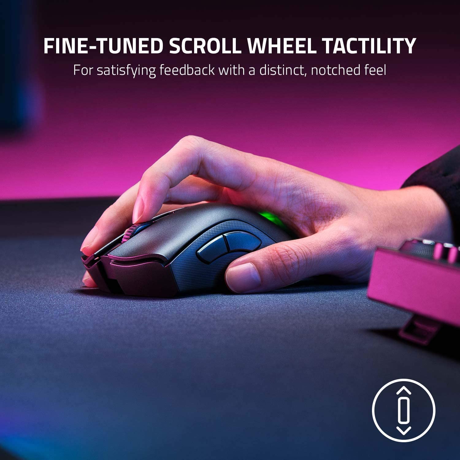 Razer DeathAdder v2 Pro Wireless Gaming Mouse Fine-tuned scroll wheel tactility