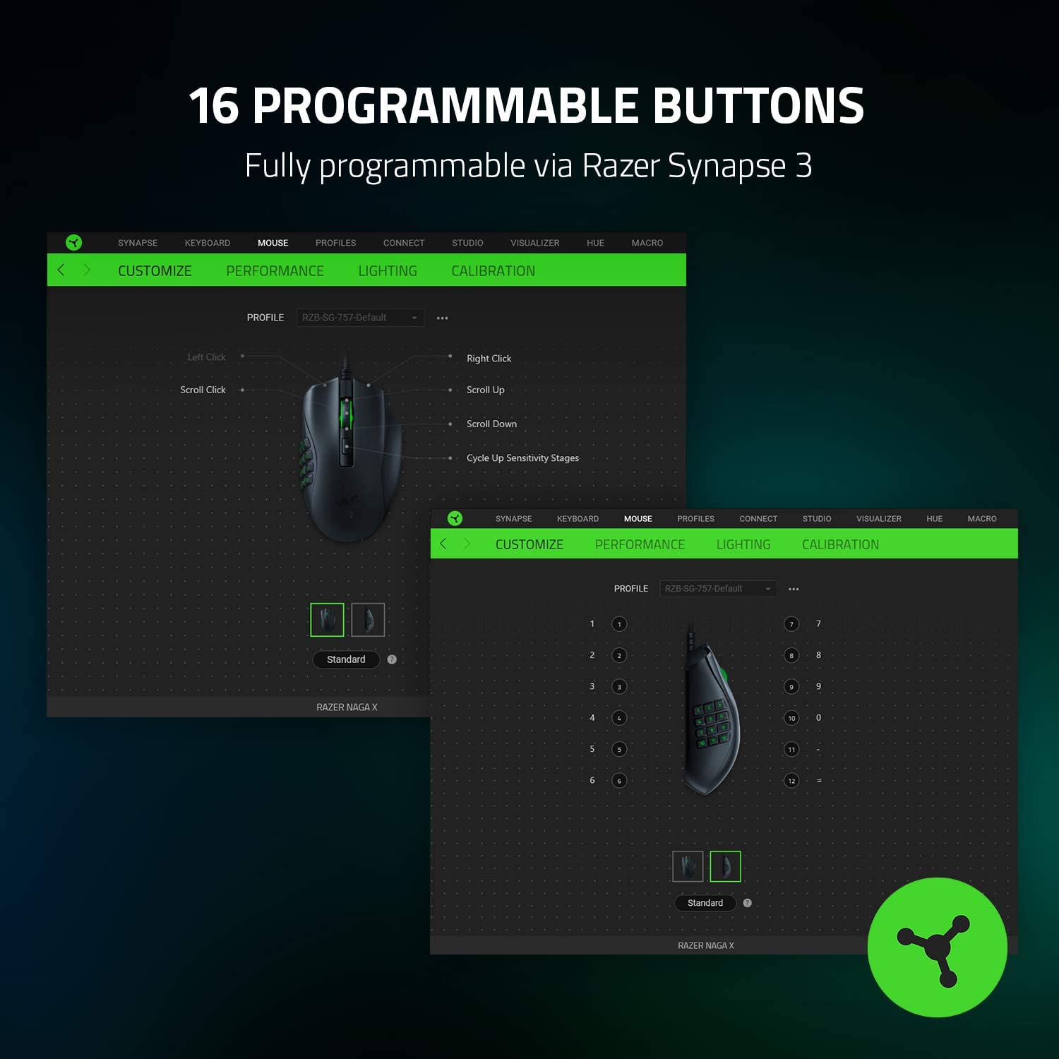 Razer Naga X Wired MMO Gaming Mouse 16 programmable buttons